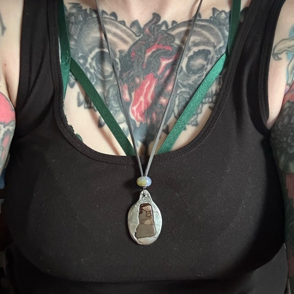 Brutalist Ooak handmade stone molten metal pendant☺️ - Picture 2 of 6